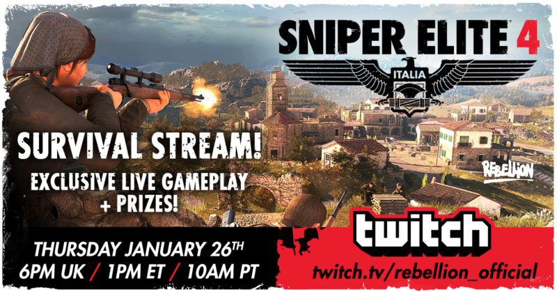 SNIPER ELITE 4 Exclusive Live Gameplay & Prizes on Twitch Today