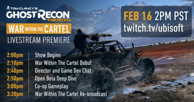 Tom Clancy’s Ghost Recon Wildlands Livestream Event Today at 2pm PST/10pm UK