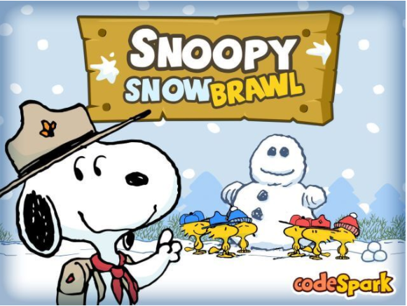 SNOOPY SNOW BRAWL Learn to Code Game Launched by codeSpark Academy