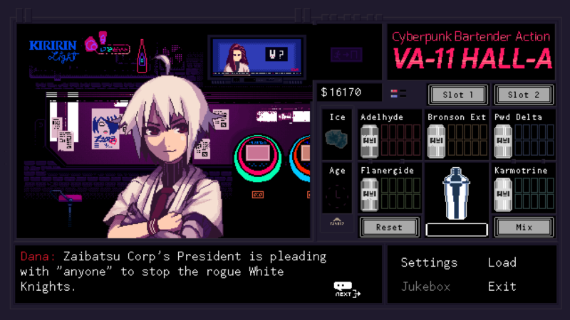 VA-11 Hall-A Popular Steam Booze-em-up Game Announced for Nintendo Switch and PS4