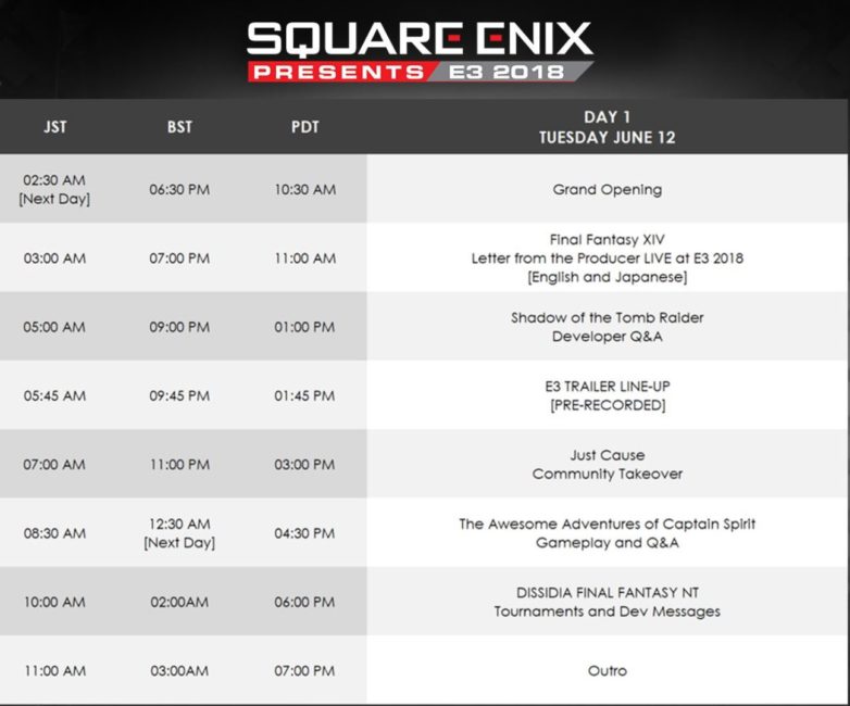 E3 2018: SQUARE ENIX Announces E3 2018 Lineup and Show Events