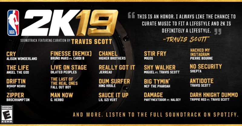 TRAVIS SCOTT Curates NBA 2K19 Soundtrack