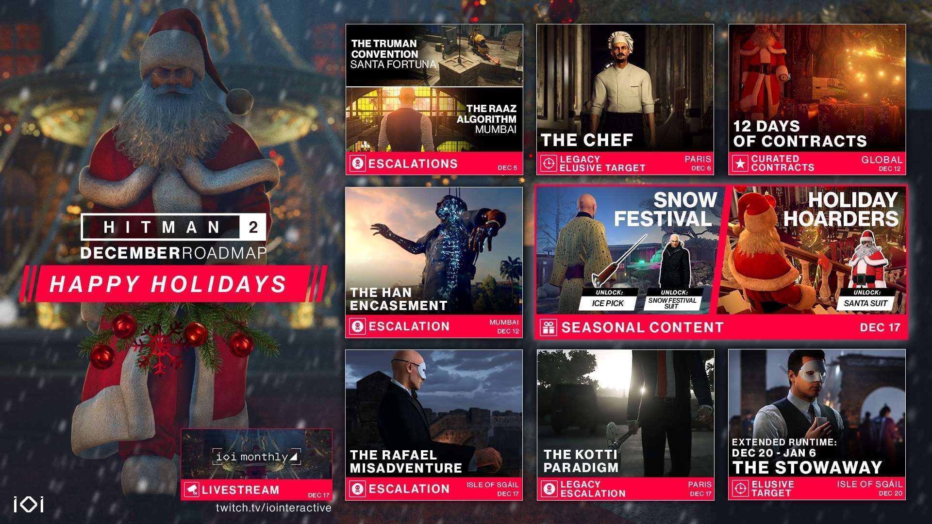 HITMAN 2 December Roadmap Celebrates the Holidays with Themed Seasonal Content