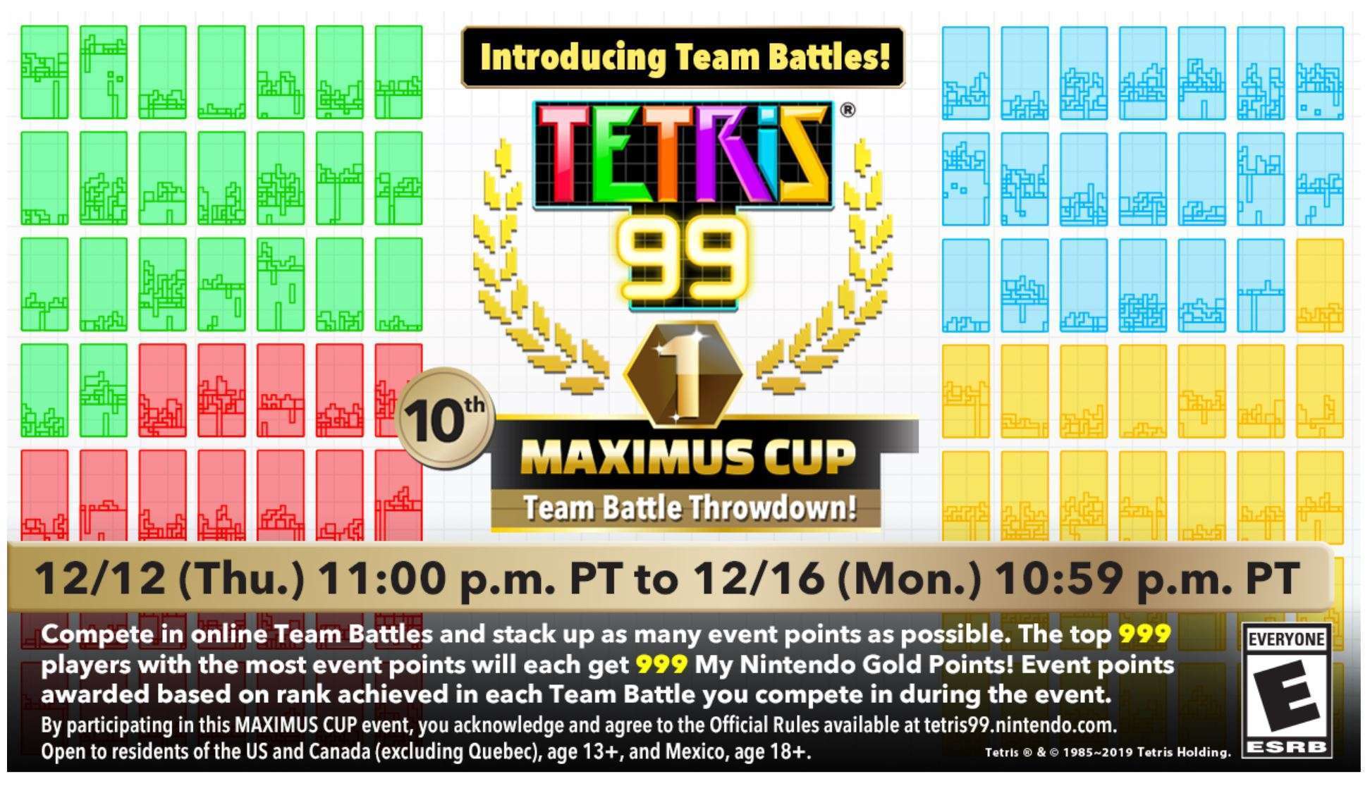 Tetris 99 Hard Drops a Free Update with Team Battle Mode and Additional Features in Lead-up to 10th MAXIMUS CUP