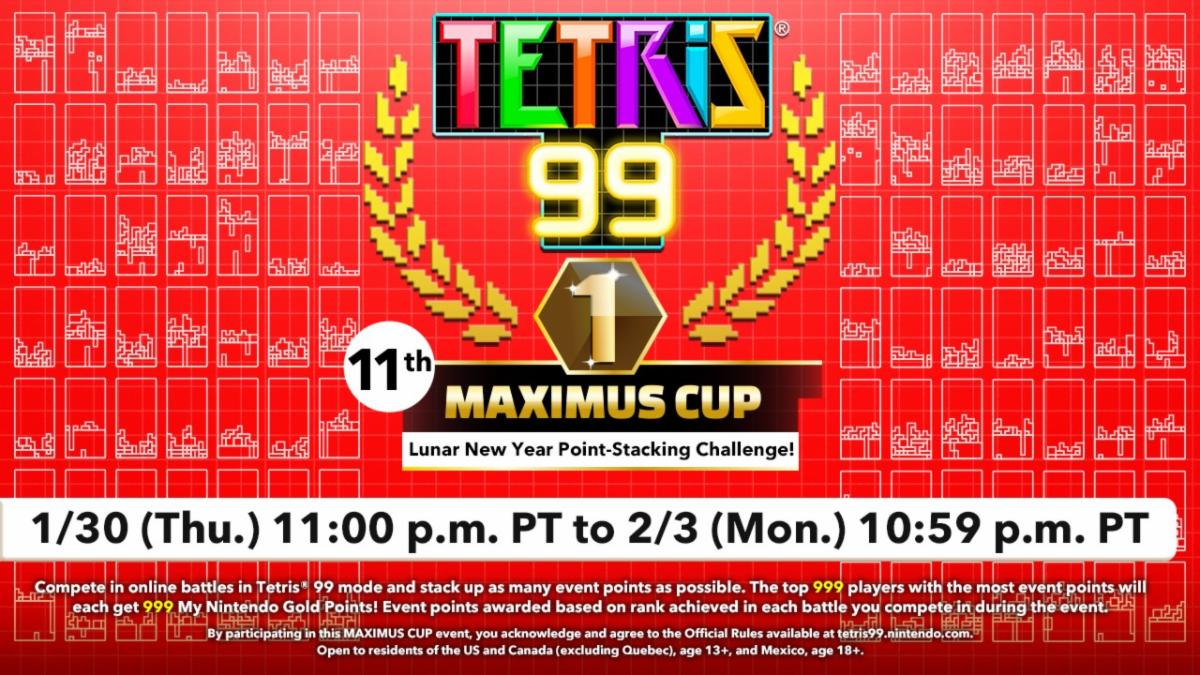Go for Glory in the Tetris 99 11th MAXIMUS CUP Lunar New Year Challenge