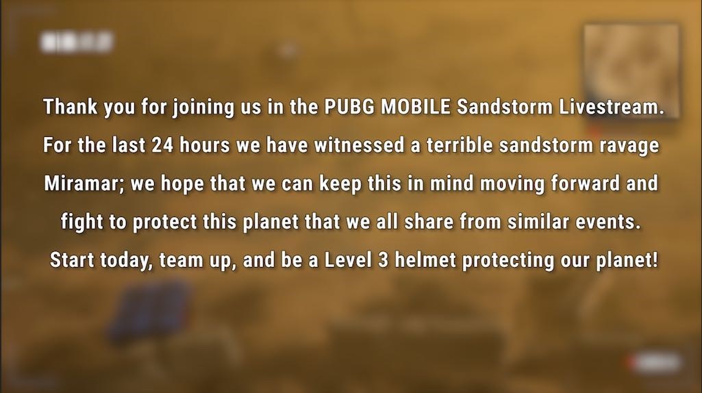 PUBG MOBILE Advocates for Environmental Awareness with In-Game Sandstorm and #FIGHT4THEPLANET Campaign