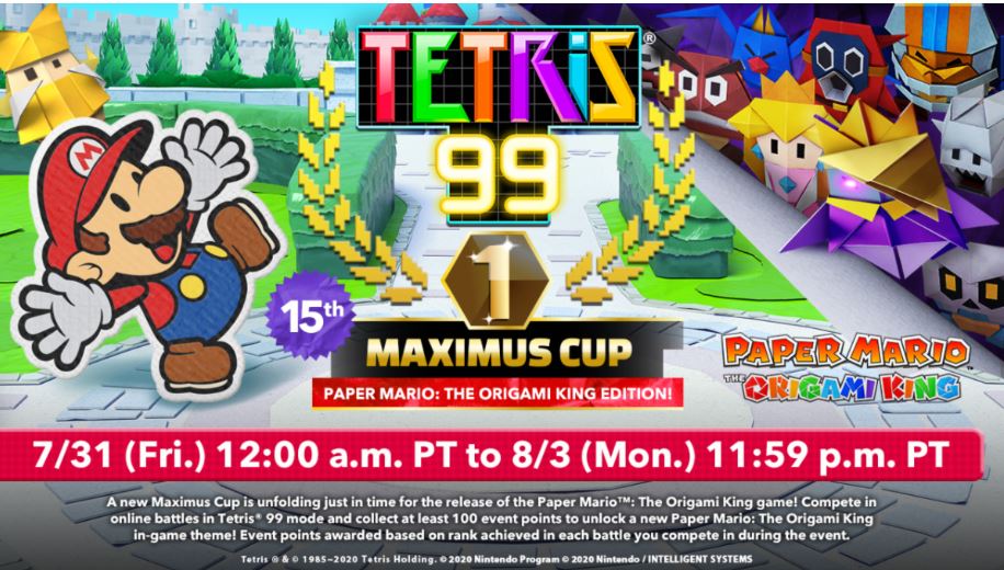 Paper Mario: The Origami King Brings a New Angle to the Tetris 99 15th MAXIMUS CUP