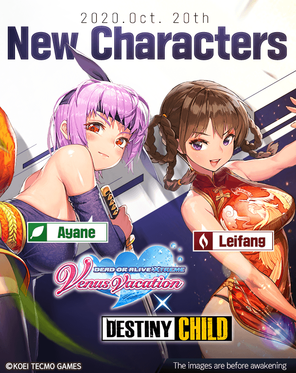 DESTINY CHILD Welcomes Dead or Alive Xtreme Venus Vacation Classic Characters
