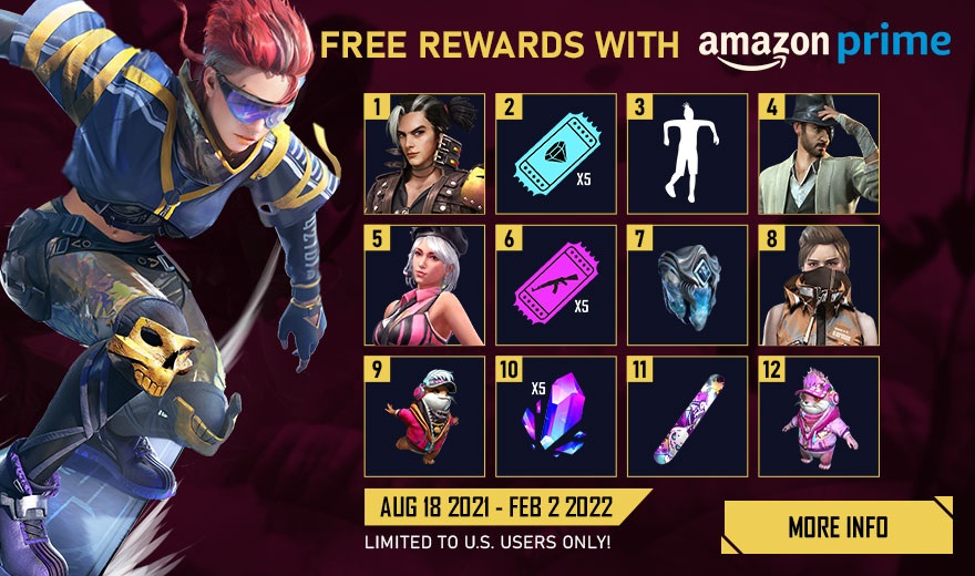Amazon and Garena Offering Free Reward Items for FREE FIRE Mobile Battle Royale thru November