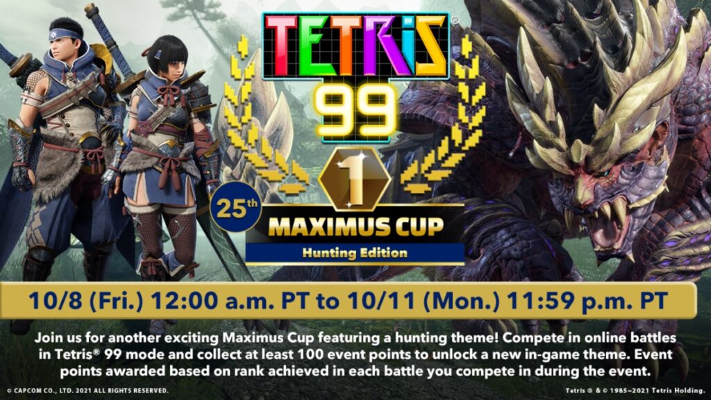 New MONSTER HUNTER RISE Tetris 99 Event Begins Oct. 8