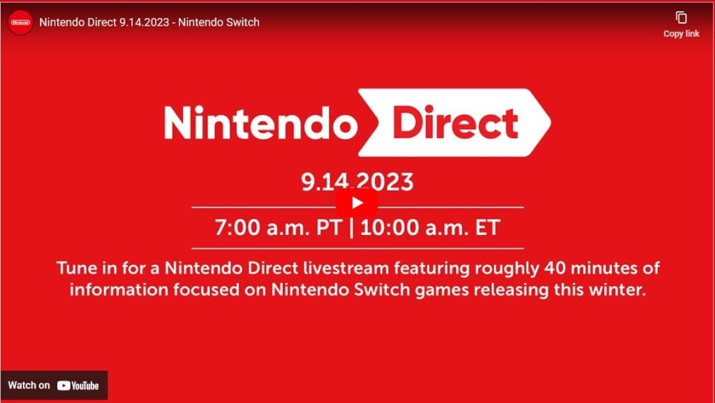 Nintendo Direct Arrives Tomorrow, September 14 
