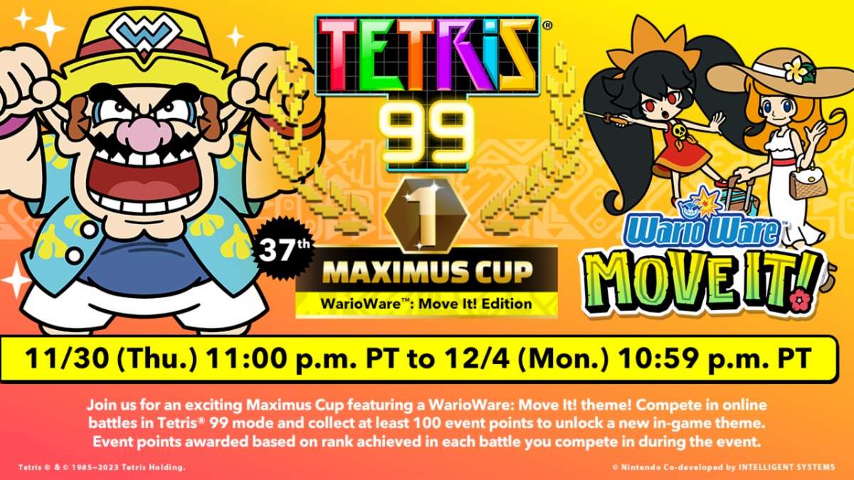 WarioWare: Move It! and Super Mario Bros. Wonder Events Coming Soon to Tetris 99 MAXIMUS CUP