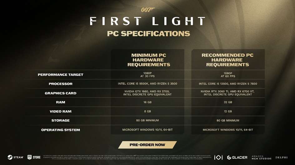007 First Light Releases PC Specifications